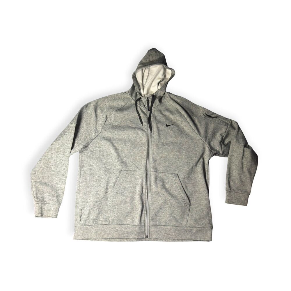 Nike‎ Therma-Fit Full Zip Hoodie Training Grey Size Tall 3XL Workout Winter